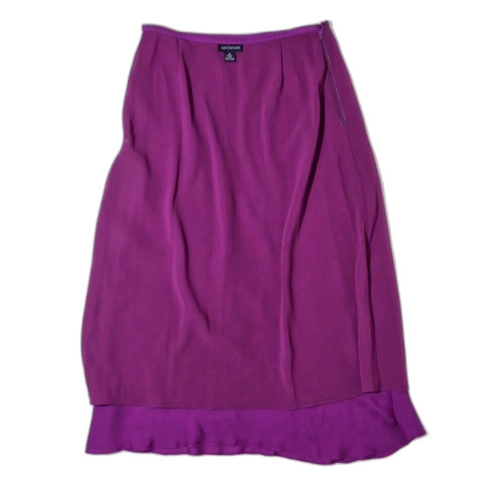 ANN TAYLOR Purple Silk Maxi Skirt Women’s Size 10 Fully Lined - Picture 6 of 8